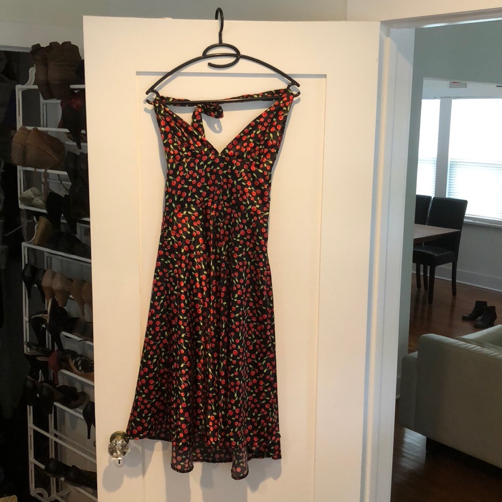Gorgeous vintage cherry silky dress.